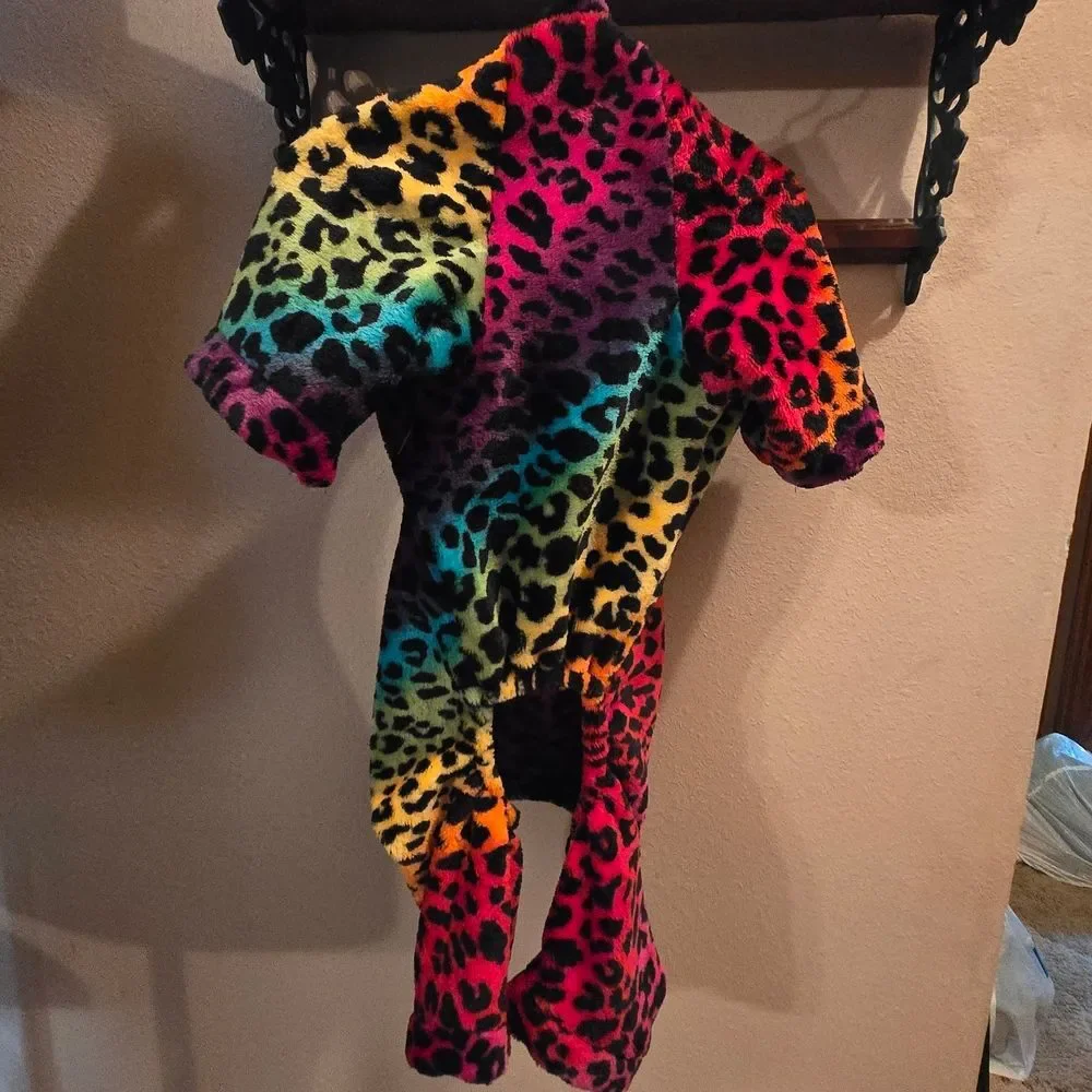 Colorful Leopard Print Girl Dog Pajamas